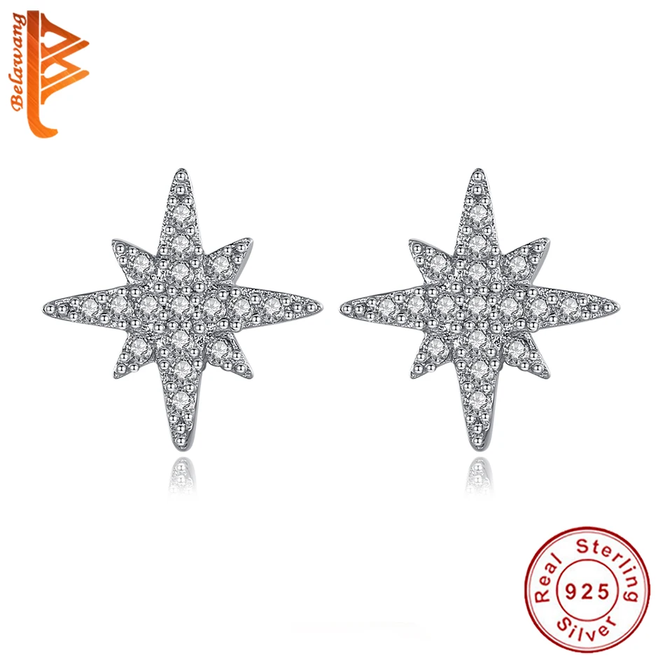 Роскошные 925 пробы серебряные прозрачные фианиты шестизвездочные серьги-гвоздики для женщин, юбилей, День Святого Валентина, серьги метеор, ювелирное изделие, подарок