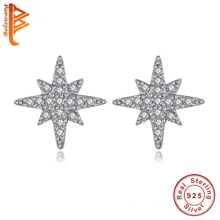 Роскошные 925 пробы серебряные прозрачные фианиты шестизвездочные серьги-гвоздики для женщин, юбилей, День Святого Валентина, серьги метеор, ювелирное изделие, подарок