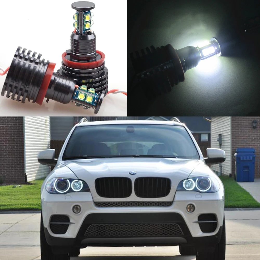 

2pcs White High Power 80W LED Angel Eye Halo Rings Light Replacement H8 Bulbs for BMW E90 X5 E71 X6 E82 M3 E60 E70 E61