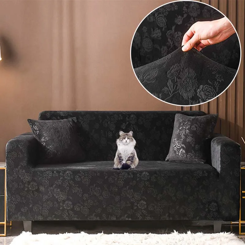 Velvet Plush Elastic Sofa Cover For Living Room Cushions 3-seater Couch Sofa Covers Protection 3D Pattern Corner Sofa Slipcovers