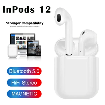 

Bluetooth Wireless Earphones InPods 12 TWS Touch Key Headset Binaural In-ear Stereo Surround Sound for IPhone Xiaomi Samsung