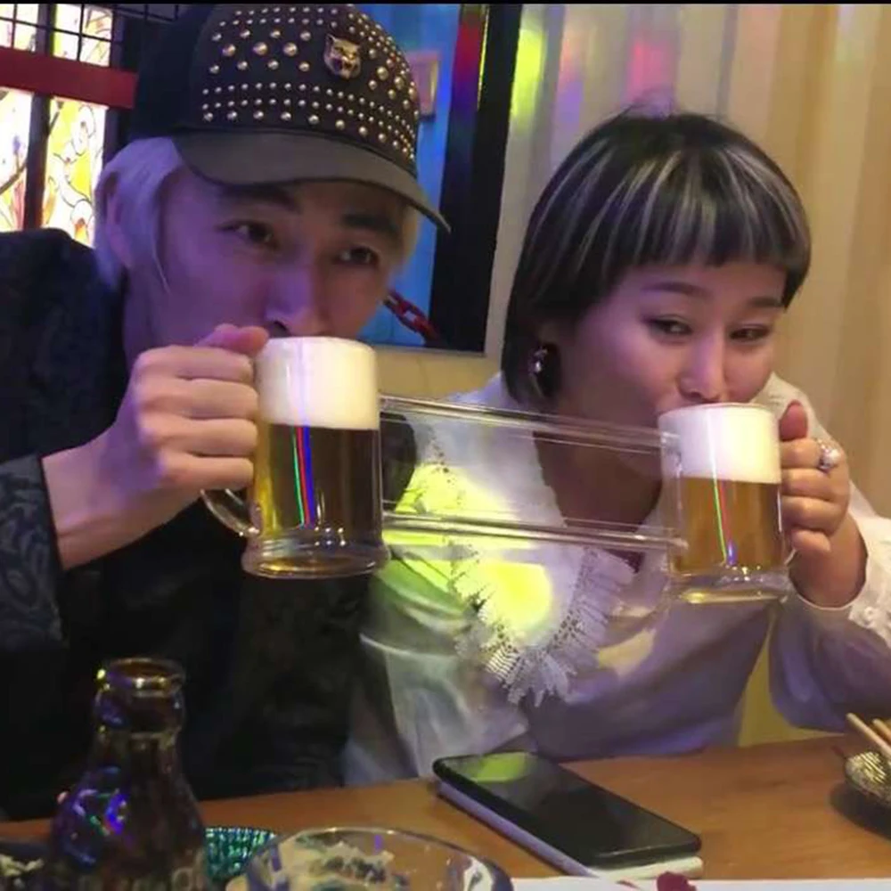 

400ML X2 Cool Beer Mug High Quality Acrylic Glass Unbreakable Material Stable Beer Stein Bar Restaurant Wedding Party Decor