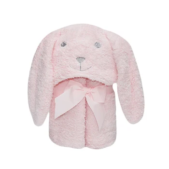 

Strong Water Absorption Kids Bath Towel With Cartoon Elephant Hooded Multifunction Baby Blanket Super Soft