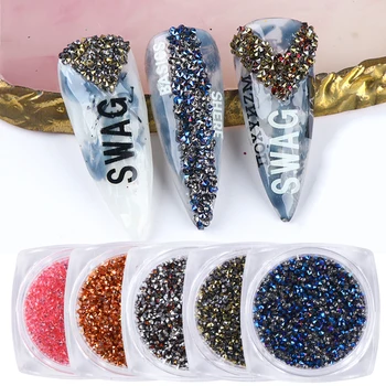 

1 Box 1.2mm Glitter Rhinestones On Nails Micro Zircon Crystal AB Strass Stones For 3D Charm DIY Nail Art Decorations Gems LA1608