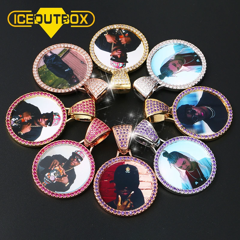 Custom Made Photo Medallions Pendant Necklace 4mm Tennis Chain Gold Silver Iced Out Cubic Zircon Men's Hip Hop Rap Jewelry Gift |