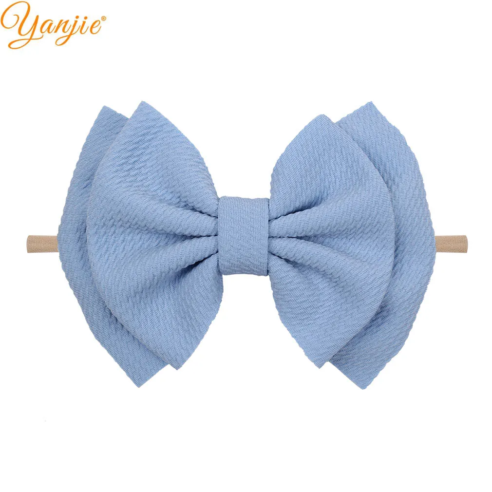 6 inch bow-blue 7 дюймов Большой двойной слой волос бант головная повязка для девочек горячая Распродажа эластичные ленты для волос Детские Цельный тюрбан головная повязка аксессуары для волос - Цвет: 6 inch bow-blue