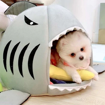

Shark Dog House Dogs Tent Warm Cotton Small Dog Cat Bed With Cool Mat Puppy House Non Slip Bottom dog beds Pet Product DGWA06