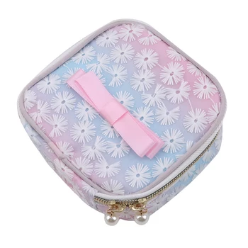 

1 Pcs Cute Sanitary Napkin Storage Bag Small Floral Bow Waterproof Cosmetic Bag Travel Accessories Tools