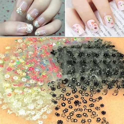 Стикеры 3D на ногти Nail Art миколор форма цветок Маникюр Наклейка