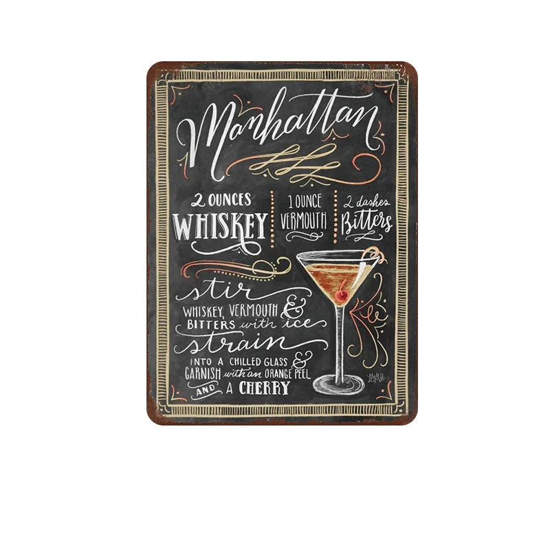 Коктейльная lounge Margarita Martini металлическая вывеска винтажная жестяная тарелка рисунок на железной поверхности в стиле ретро украшение стены для бар паб кафе - Цвет: 16