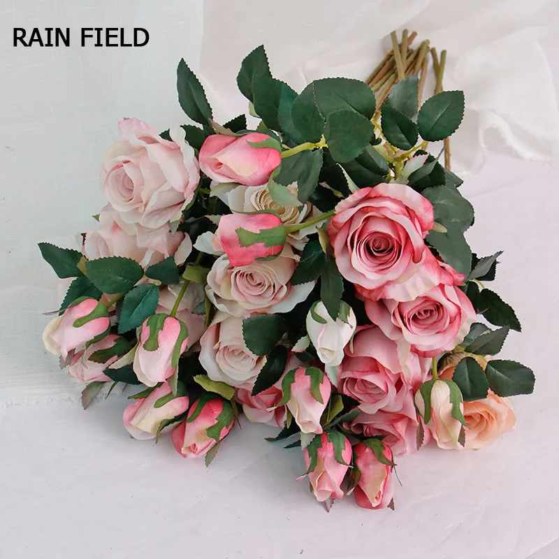 

2 Heads Artificial Flowers Fake Rose Bouquet Silk Flowers Real Touch Roses Preserved Rose High Quality Wedding Home Decoration
