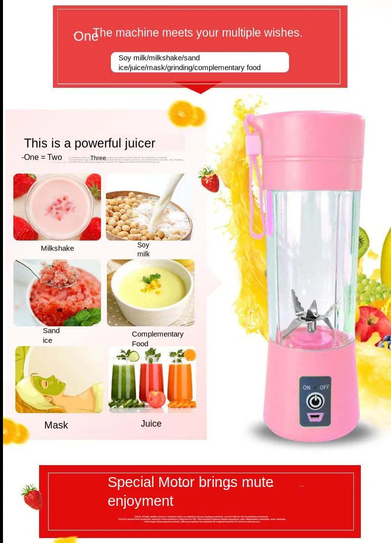 Portable Juicer Electric USB Rechargeable Smoothie Blender Machine Mixer Mini Juice Cup Maker fast Blenders food processor