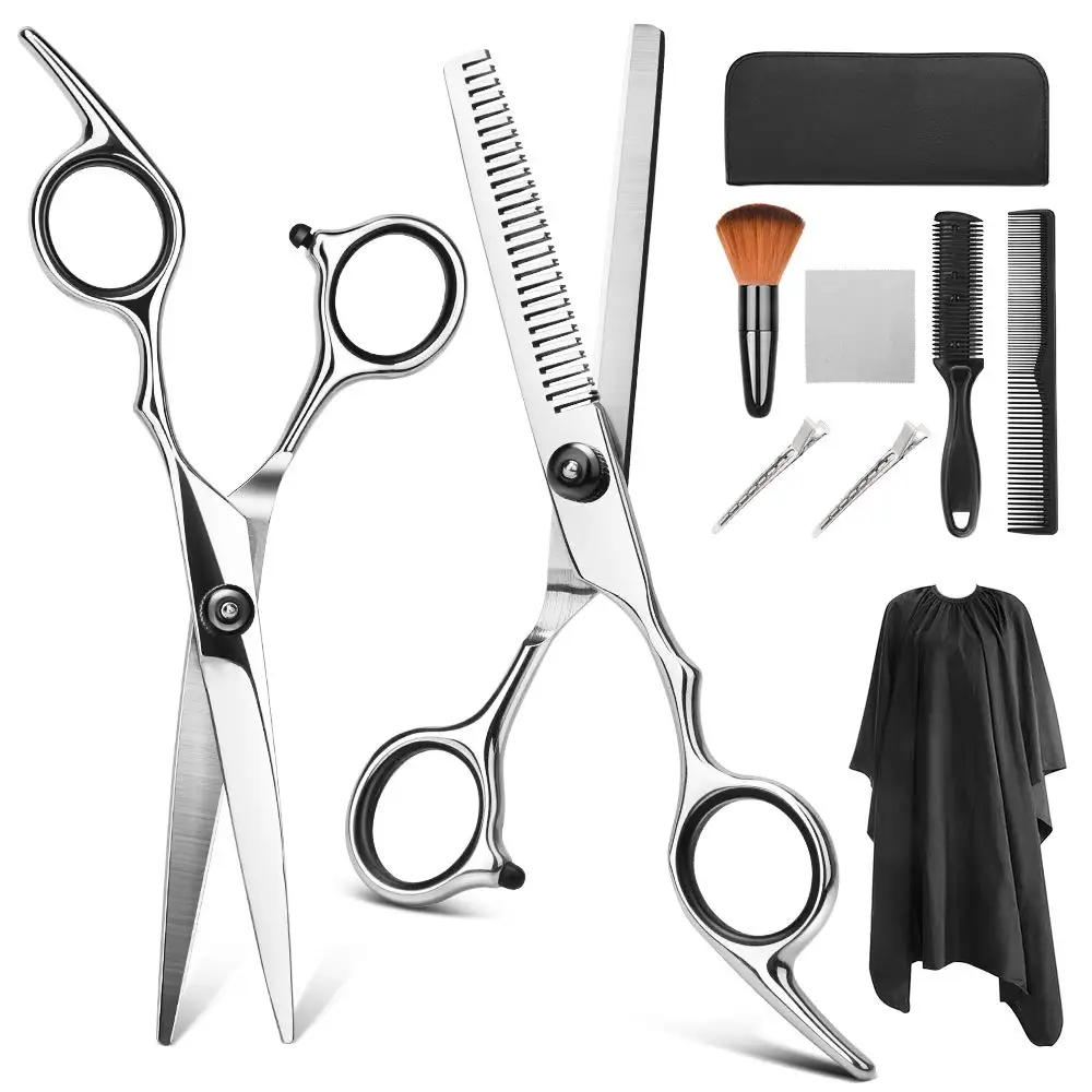 

YBLNTEK 9 PCS Professional Hairdressing Scissors Kit Hair Cutting Scissors Hairbrush Hair Clip Cape Grooming Comb for Barbershop