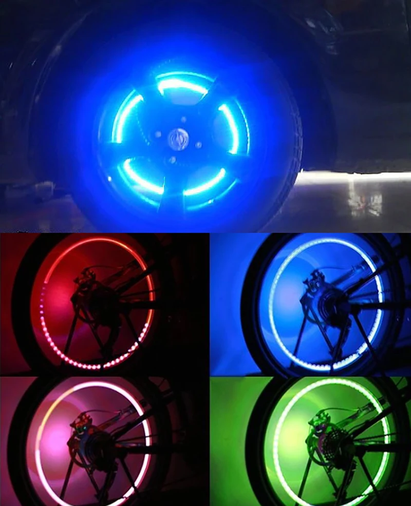 2/4pcs Universal Tyre Light Wheel Light Car Bike Motorcycle Tire Air Valve Stem LED Caps