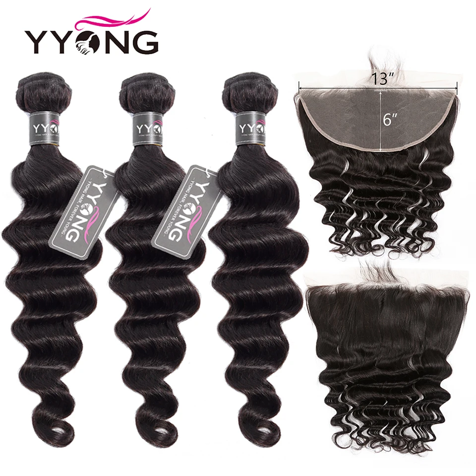 

Newest 13x6 Lace Front Closure With Bundles Remy Brazilian Loose Deep Wave 8-30inch Human Hair Bundles With Lace Front