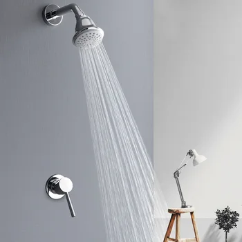 

Rainfall Shower Set Bathroom Shower Mixer Chrome In-wall Shower Set Concealed Installation Nozzle Rotate Shower Sets