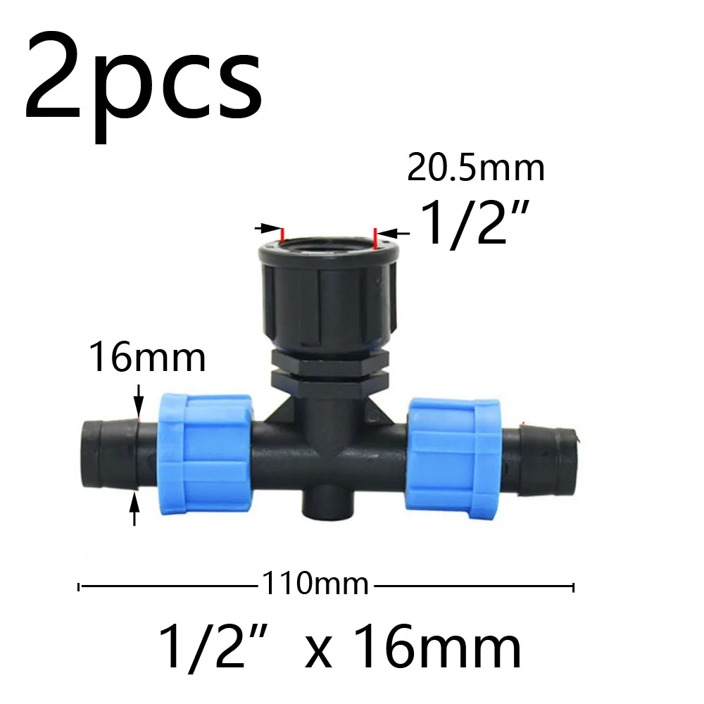 2pcs 16mm Micro Irrigation Drip Tape Connectors Tee Repair Elbow End Plug Tap Fittings Locked Hose Joints Greenhouse Coupler