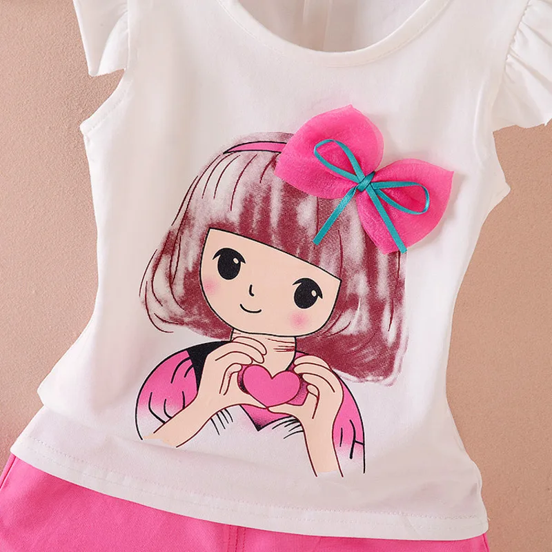 Summer Fashion Baby Girl Clothes Suit Children Cartoon Cotton Vest Shorts 2Pcs/set Toddler Casual Costume Infant Kids Sportswear