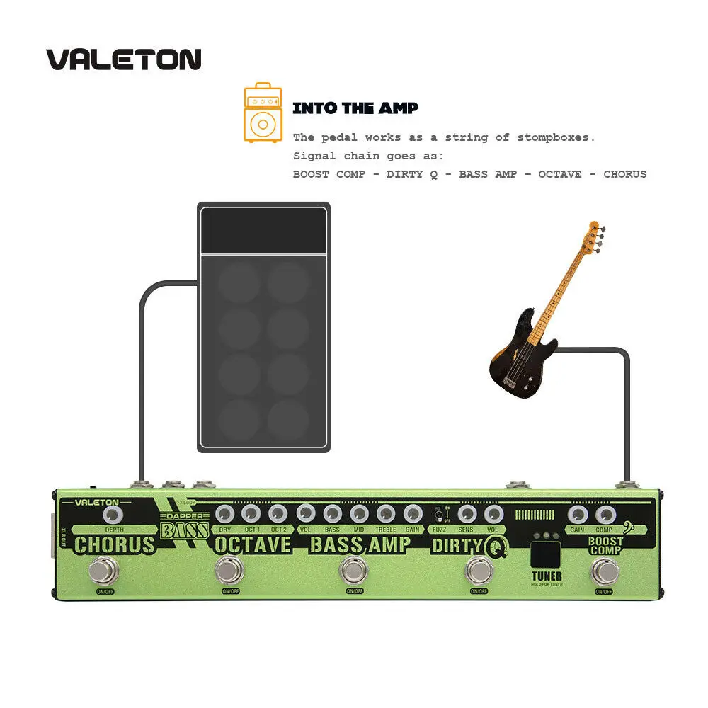 Valeton Dapper BASS Multi Effekte Pedal Streifen 6 in 1 Multi 