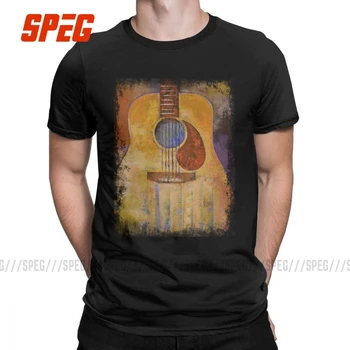 

Vintage Guitar Men's T Shirts Novelty Pure Cotton Short Sleeve Tee Shirt Crew Neck Music T-Shirt High Quality Tops Plus Size