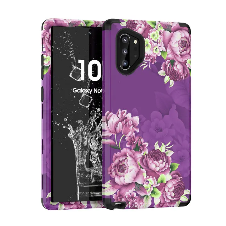 Роскошный розовый чехол для samsung Note 10 Plus Note10+ samsung Galaxy Note 10 Plus, противоударный чехол Note10 5G 3 в 1 - Цвет: Фиолетовый