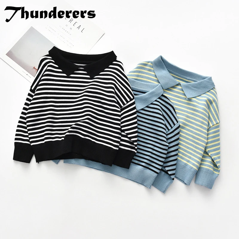 Thunderers/весенне-осенний Детский свитер для девочек и мальчиков, вязаный Повседневный Детский свитер с длинными рукавами, одежда для малышей, 24 мес.-5 лет