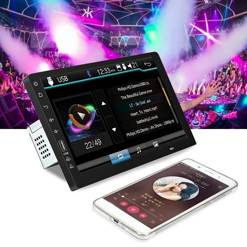 US $58.99 9Inch 1Din Car MP5 Player Press Screen FM Radio Bluetooth USB AUX Mirror Link