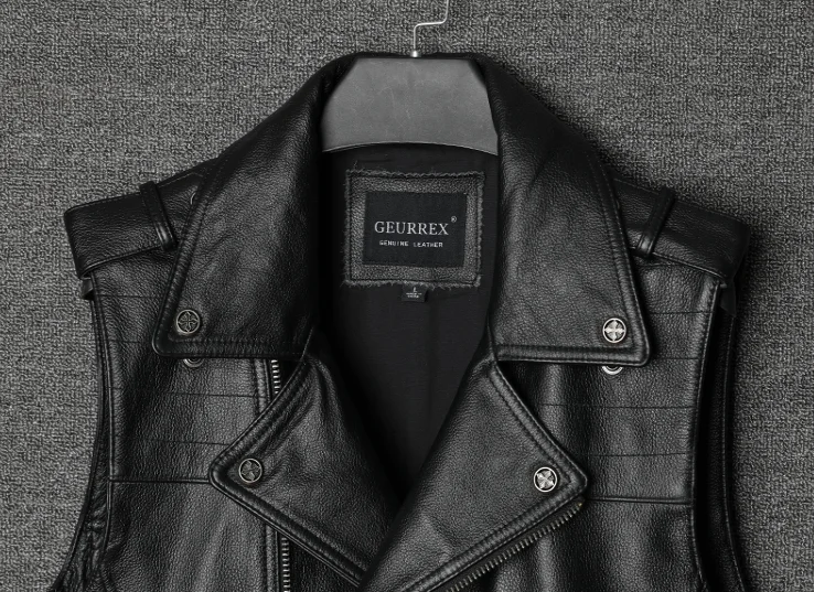Motorcycle Biker Leather Vest Men 