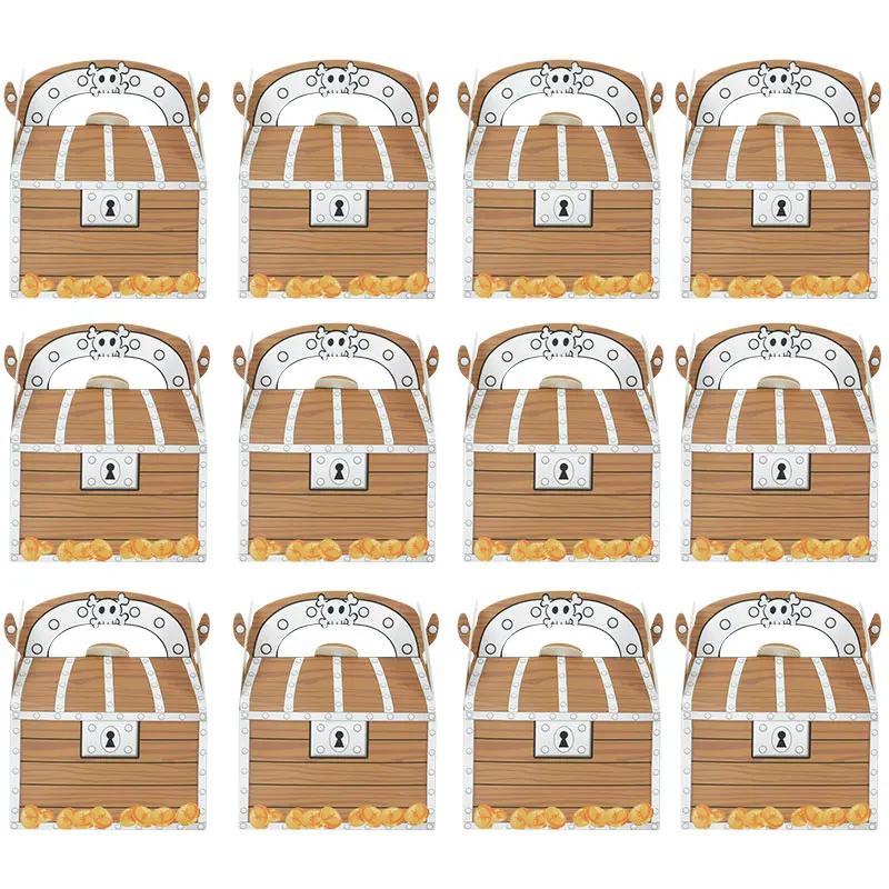 5pcs Pirate Theme Party Treasure Box Candy Gift Box Baby Shower Halloween Party Event Supply Costume Cosplay Decor