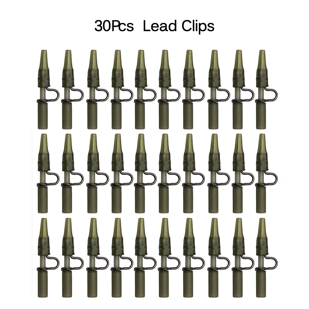 30Pcs Lead Clips 30 шт. комплект оснастки для ловли карпа, препятствующие спутыванию трубки, Сверхмощный зажим контакта и рыболовные Вертлюги с быстросменными оснастками - Цвет: 30Pcs Lead Clips