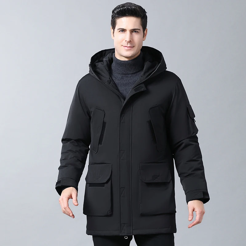 High Quality Winter Jacket Men Hooded Windproof Waterproof Men's Long Down jacket Parka Coat 90% White Duck Down Jackets