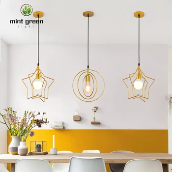 

modern black golden cage pendant lights iron minimalist retro nordic loft pyramid lamp metal Hanging Lamp E27 Indoor