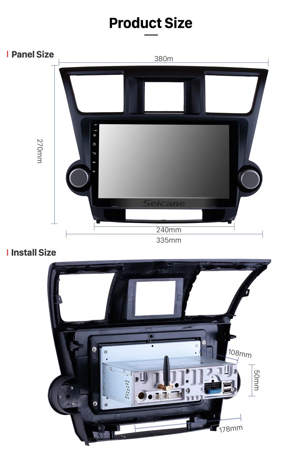 Flash Deal Seicane 10.1 inch Android 9.0 for Toyota Highlander 2009-2014 Car GPS Navigation Radio Multimedia Steering Wheel Control 14