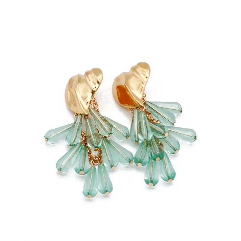 Очаровательные серьги из сплава с бусинами - Окраска металла: light blue stud