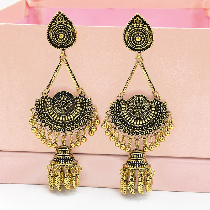 Idealway Indian Jhumka богемные серьги в виде капель Этническая Цыганская Винтажные из