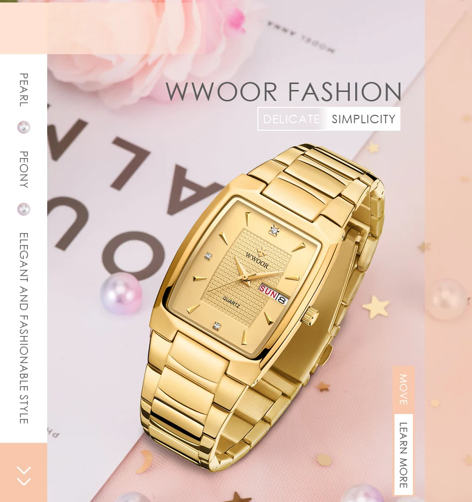 Women Watch WWOOR 2022 New Full Gold Watch Creative Steel Bracelet Watch Ladies Quartz Waterproof Clock Female Relogio Feminino