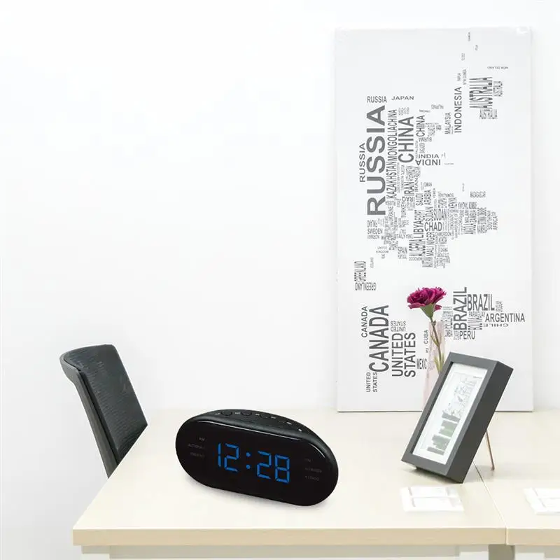Будильник AC 220 В/50 Гц AM/FM светодиодный часы Электронный Настольный Будильник цифровой Настольный радио подарок товары для дома и офиса с европейской вилкой