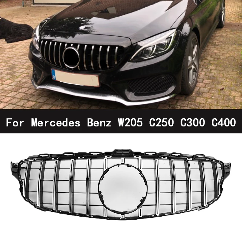 Новинка ABS Автомобильная решетка авто передний бампер сетка для гриля для Mercedes Benz W205 C200 C250 C300 C350- Для AMG Look аксессуары