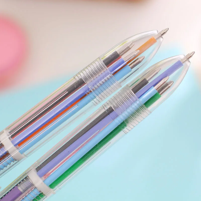 

Creative stationery school pens cute multi-color ballpoint pens multi-function press color oil pens 6 refills office stylus pens