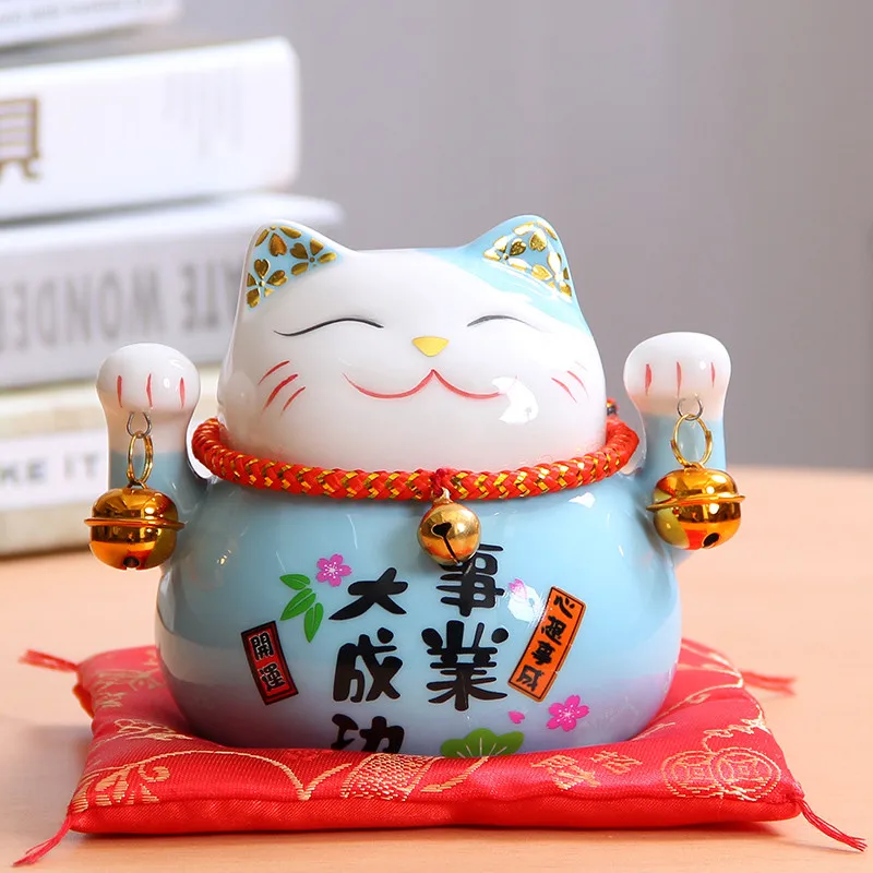 6 цветов 4,5 дюймов Maneki Neko фарфор Lucky Cat домашний декор копилка украшения Фортуна милый кот Копилка фэн шуй ремесло