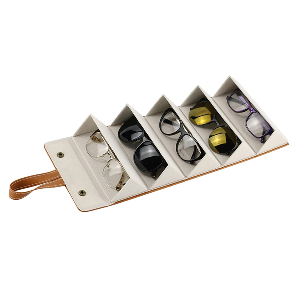 Portable Glasses Organizer 2/3/4/5/6 Multi-slot Eyeglasses Storage Display Travel Folding Sunglasses PU Leather Case