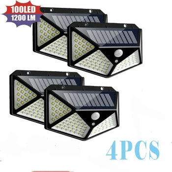 

New 100 LED Solar Power PIR Motion Sensor Wall Light Outdoor Garden Lamp Waterproof#