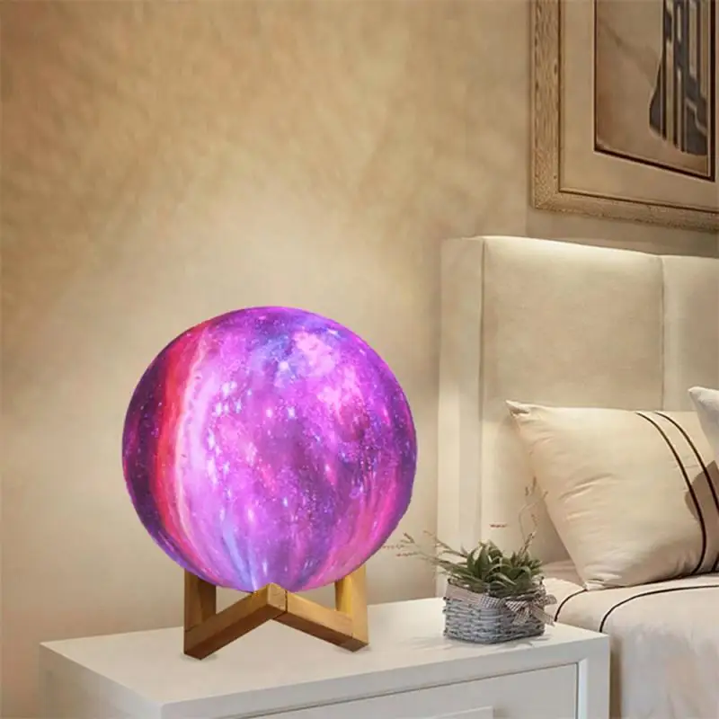 Окрашенная звезда луна лампа 3D печать луна светильник светодиодный зарядка ночник(сенсорный два цвета) Спальня украшение дома креативный подарок