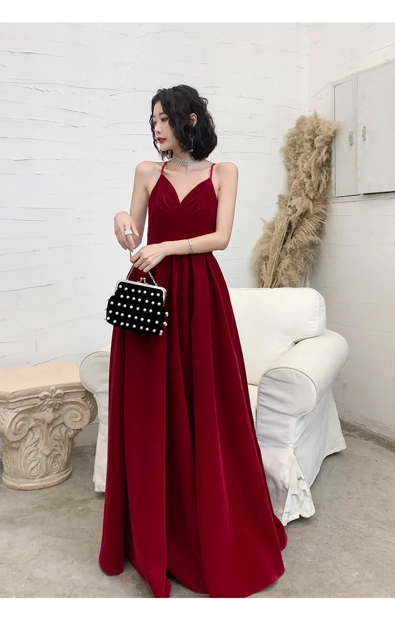 Wei yin AE0218 Robe De Soiree Новые Элегантные платья трапециевидной формы с v-образным вырезом и открытой спиной Длинные вечерние платья винно-красные вечерние платья