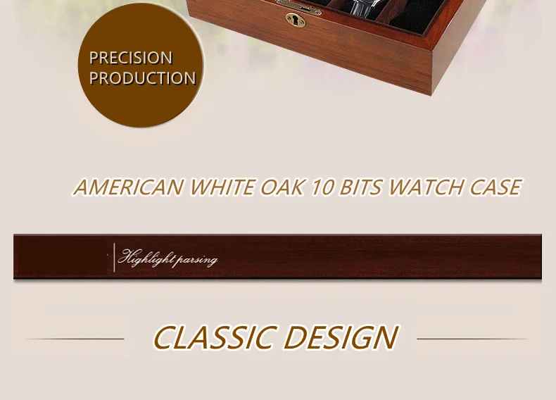 2022 10-Slots Solid Wooden Watch case 5 Seats Luxury Watch Organizer Box Wood Storage Box with Lock Jewelry Gift  Case for Man
