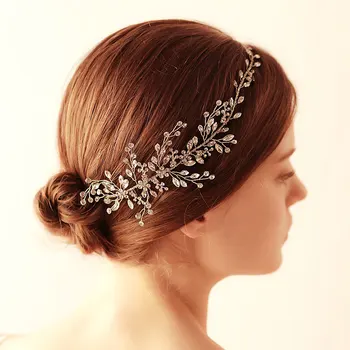 

NPASON 2020 Crystal Bridal Headband Tiara Silver Wedding Hair Crown Accessories Flower Women Hairband Jewelry
