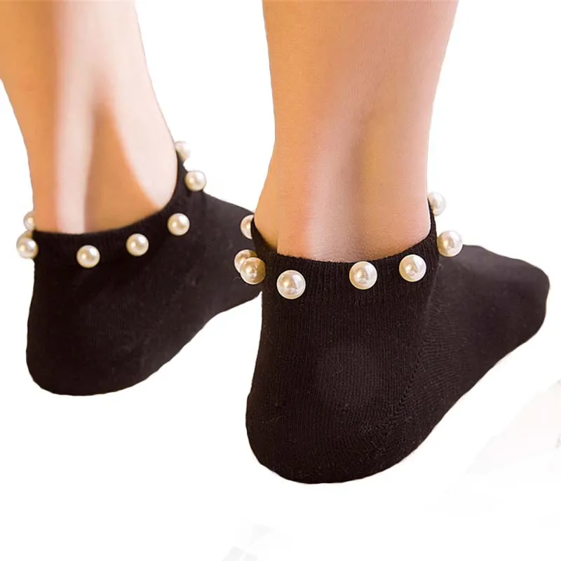 9 цветов женские носки хлопковые милые Носки ярких с имитацией жемчуга