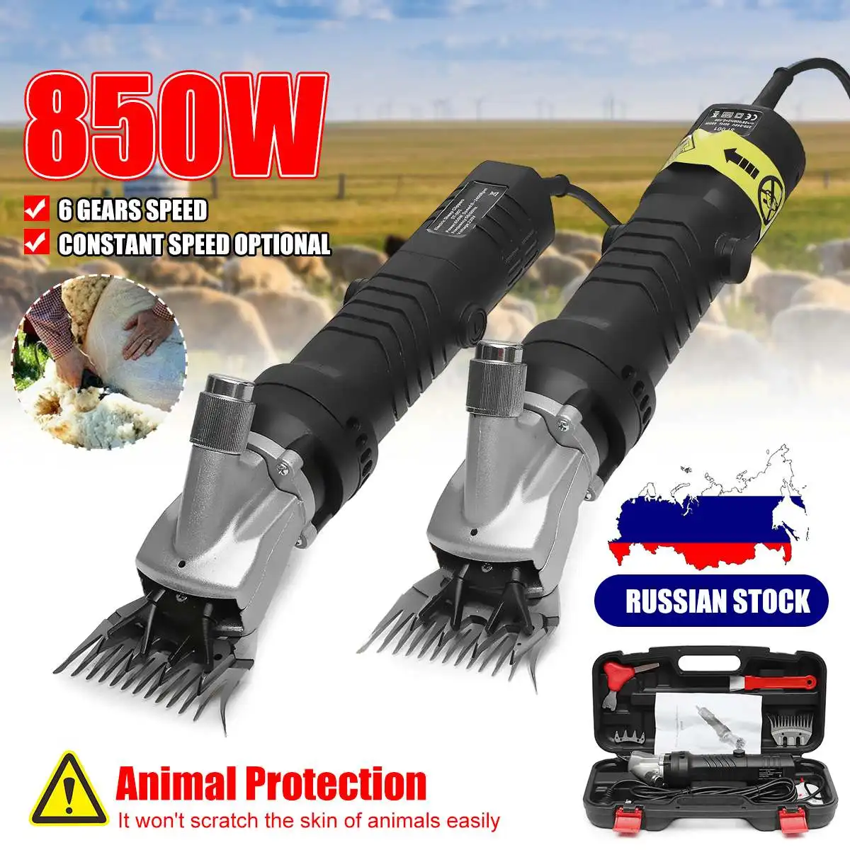 

6 Gears Speed Electric Sheep Pet Hair Clipper Shearing Kit Farm Shear Wool Cut Goat Pet Animal Shearing Supplies 850W 220-240V