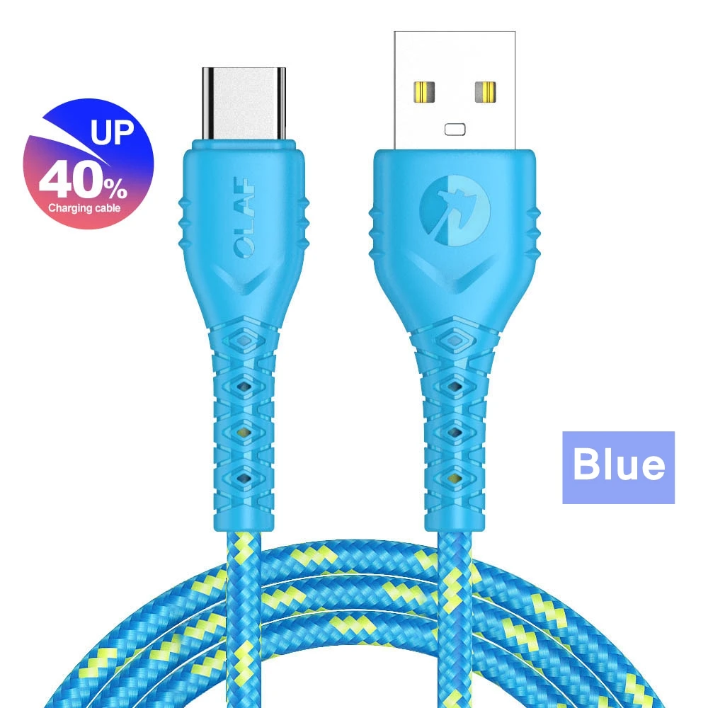 USB кабель для мобильного телефона 3 м 2 м 1 м Быстрая зарядка usb type C кабель для samsung зарядное устройство для передачи данных Micro USB кабель для huawei Xiaomi - Цвет: Blue