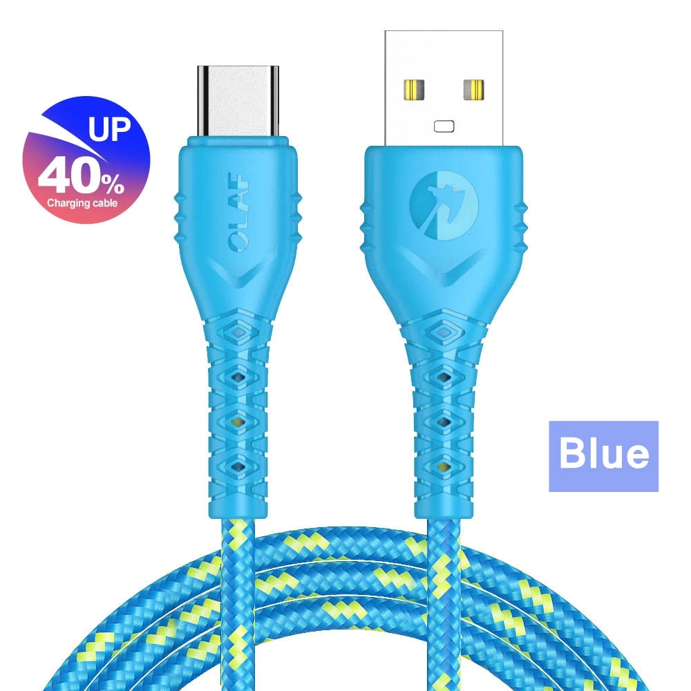 Blue USB кабель для мобильного телефона 3 м 2 м 1 м Быстрая зарядка usb type C кабель для samsung зарядное устройство для передачи данных Micro USB кабель для huawei Xiaomi - Цвет: Blue